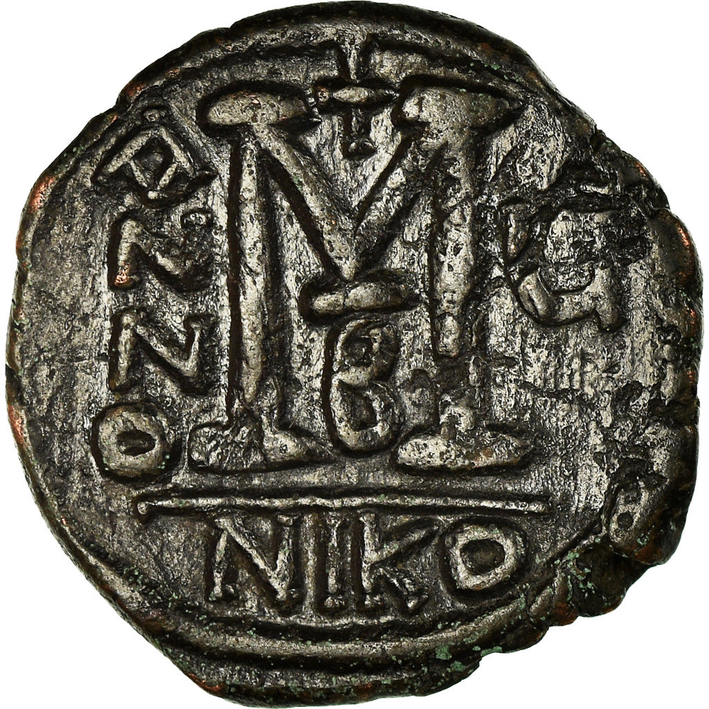 Moneta, Justin II, Follis, 570-571, Nicomedia, BB, Rame, Sear:369