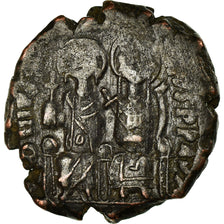 Moneta, Justin II, Follis, 571-572, Constantinople, MB+, Rame, Sear:360