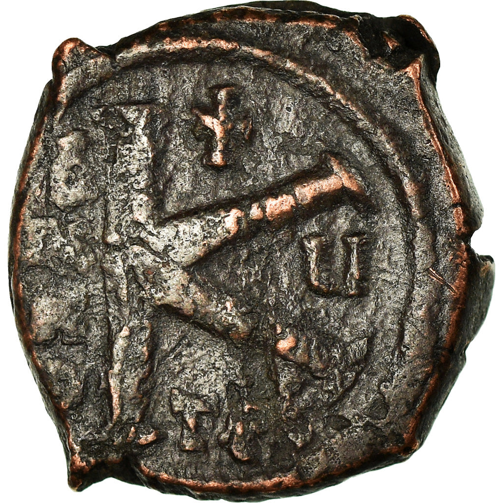 Coin, Justin II, Half Follis, 569-570, Thessalonica, VF(20-25), Copper, Sear:366