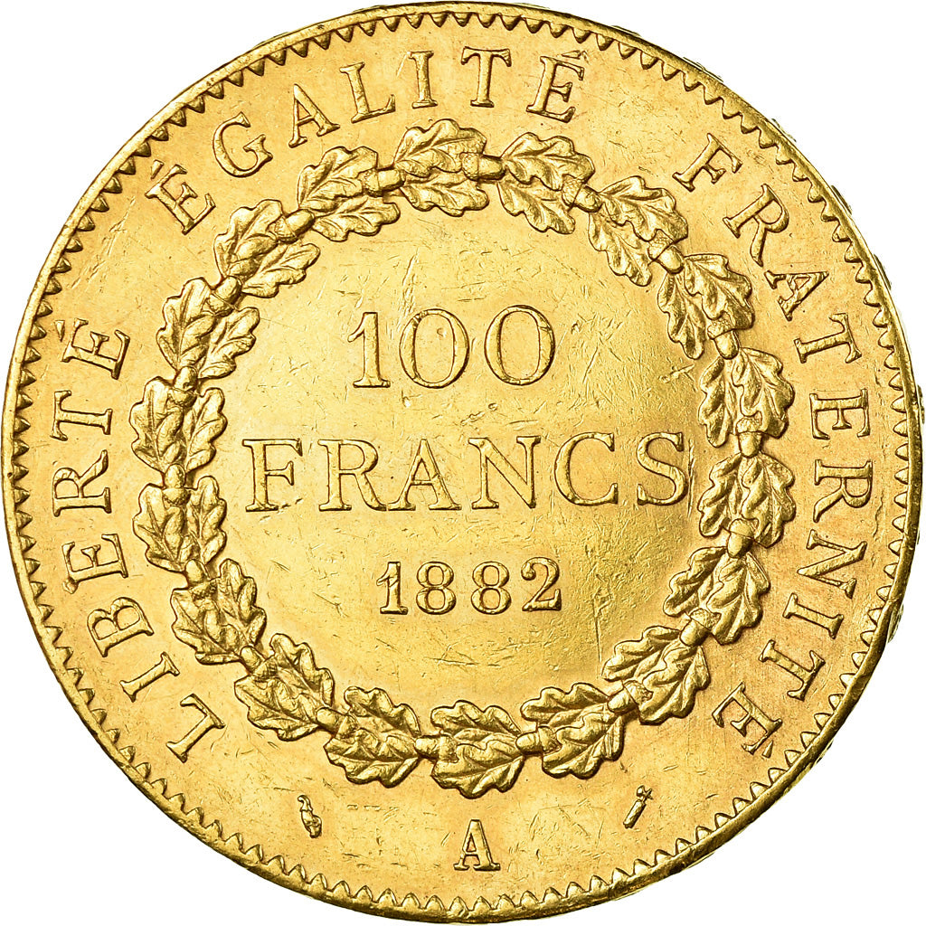 Moeda, França, Génie, 100 Francs, 1882, Paris, AU(50-53), Dourado, KM:832