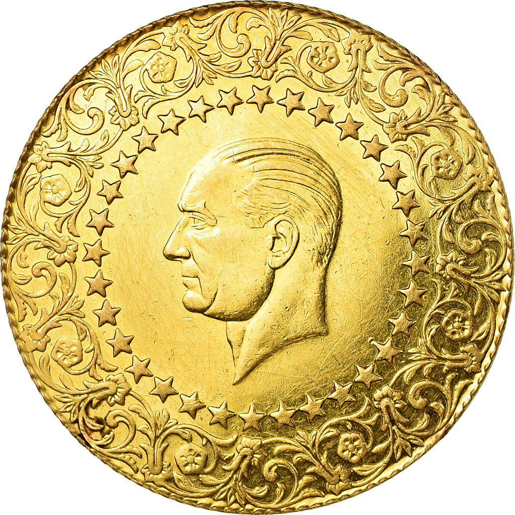 Moneta, Turchia, Mustafa Kemal Atatürk, 500 Kurush, 1964, BB, Oro, KM:874