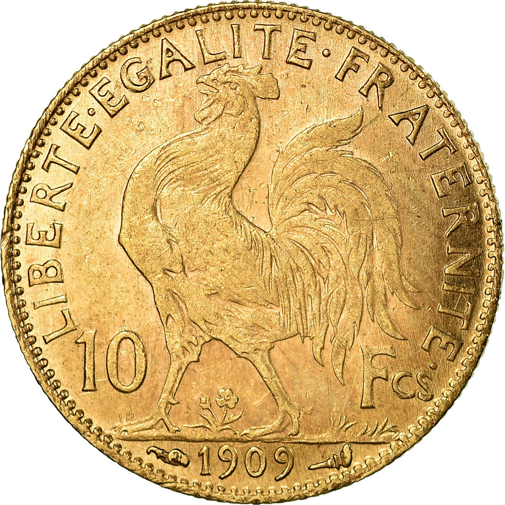 Munten, Frankrijk, Marianne, 10 Francs, 1909, Paris, ZF+, Goud, KM:846