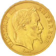 France, Napoleon III, 50 Francs, 1863, Strasbourg, Gold, KM:804.2