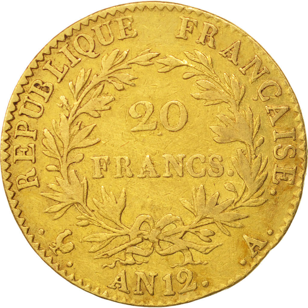France, Napoléon I, 20 Francs, AN 12, Paris, Gold, KM:651, Gadoury:1020