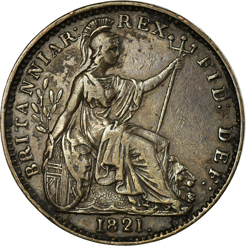 Coin, Great Britain, George IV, Farthing, 1821, AU(50-53), Copper, KM:677