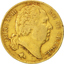Coin, France, Louis XVIII, Louis XVIII, 20 Francs, 1820, Perpignan, VF(30-35)