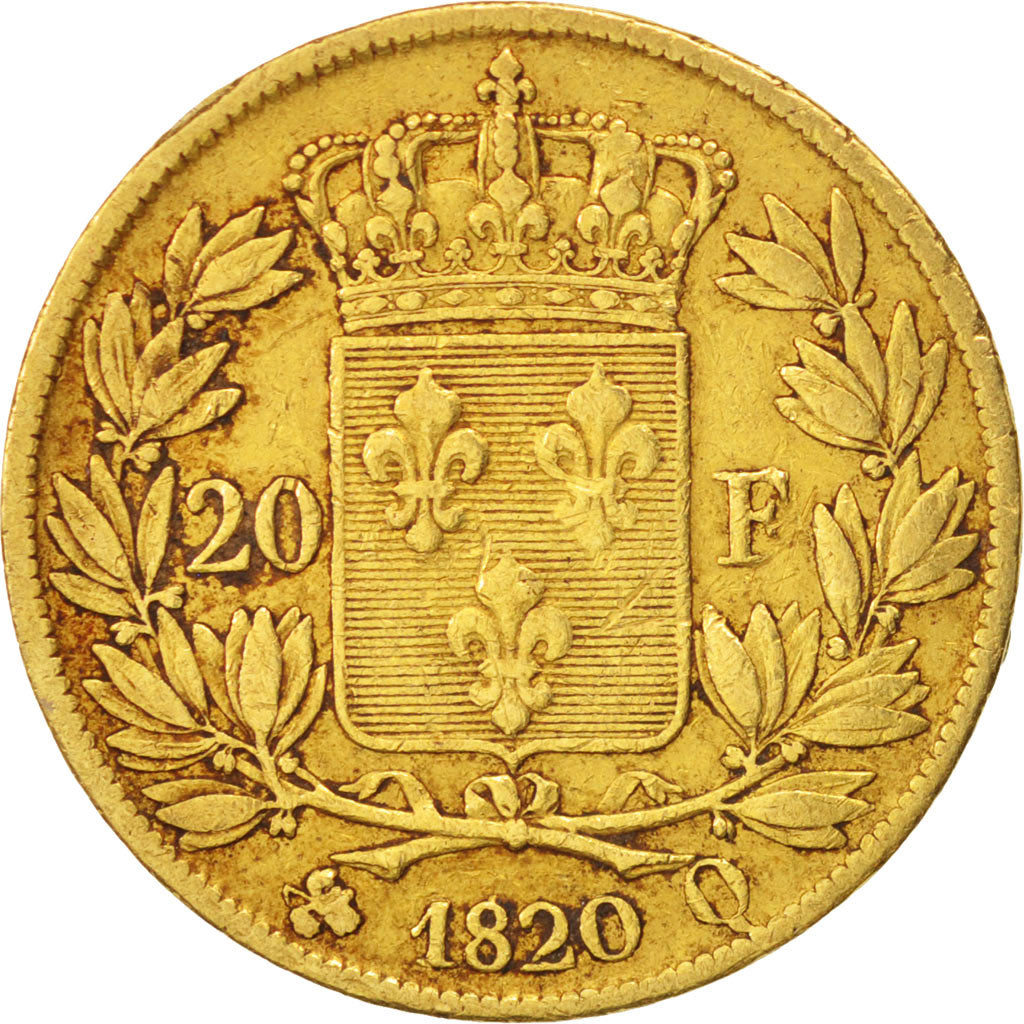 Coin, France, Louis XVIII, Louis XVIII, 20 Francs, 1820, Perpignan, VF(30-35)