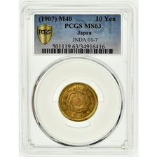 Coin, Japan, Mutsuhito, 10 Yen, 1907, PCGS, MS63, MS(63), Gold, KM:33, graded