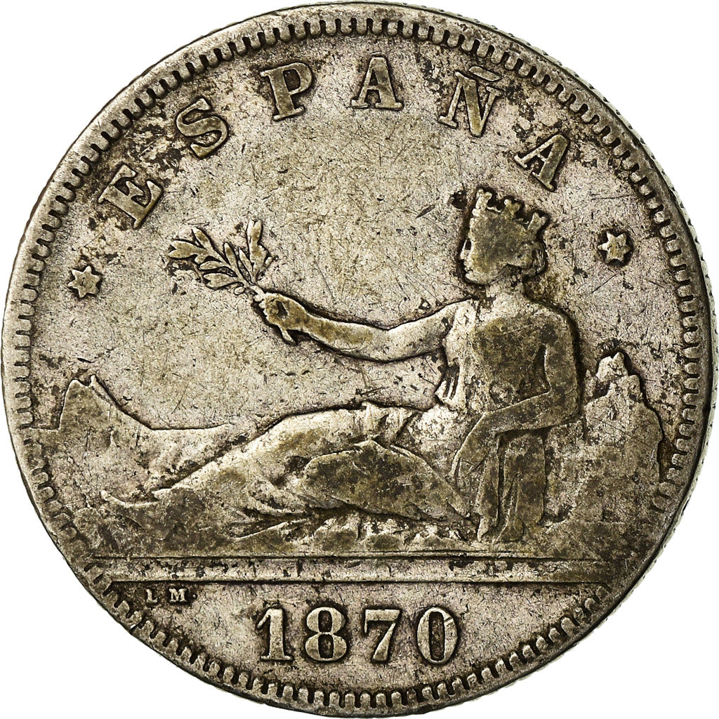 Coin, Spain, Provisional Government, 2 Pesetas, 1870 (73), Madrid, VF(20-25)