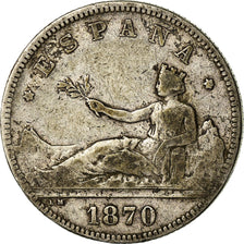 Coin, Spain, Provisional Government, 2 Pesetas, 1870 (73), Madrid, VF(20-25)