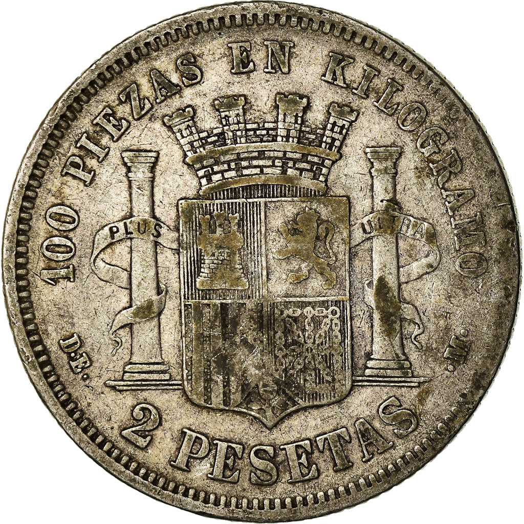 Coin, Spain, Provisional Government, 2 Pesetas, 1870 (73), Madrid, VF(20-25)