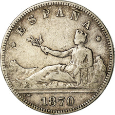 Monnaie, Espagne, Provisional Government, 2 Pesetas, 1870 (73), Madrid, TB+