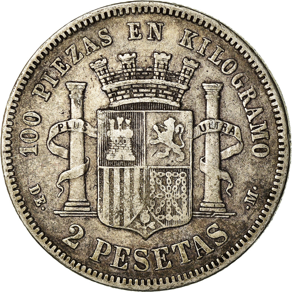 Coin, Spain, Provisional Government, 2 Pesetas, 1870 (73), Madrid, VF(30-35)