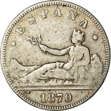Coin, Spain, Provisional Government, 2 Pesetas, 1870 (73), Madrid, VF(20-25)
