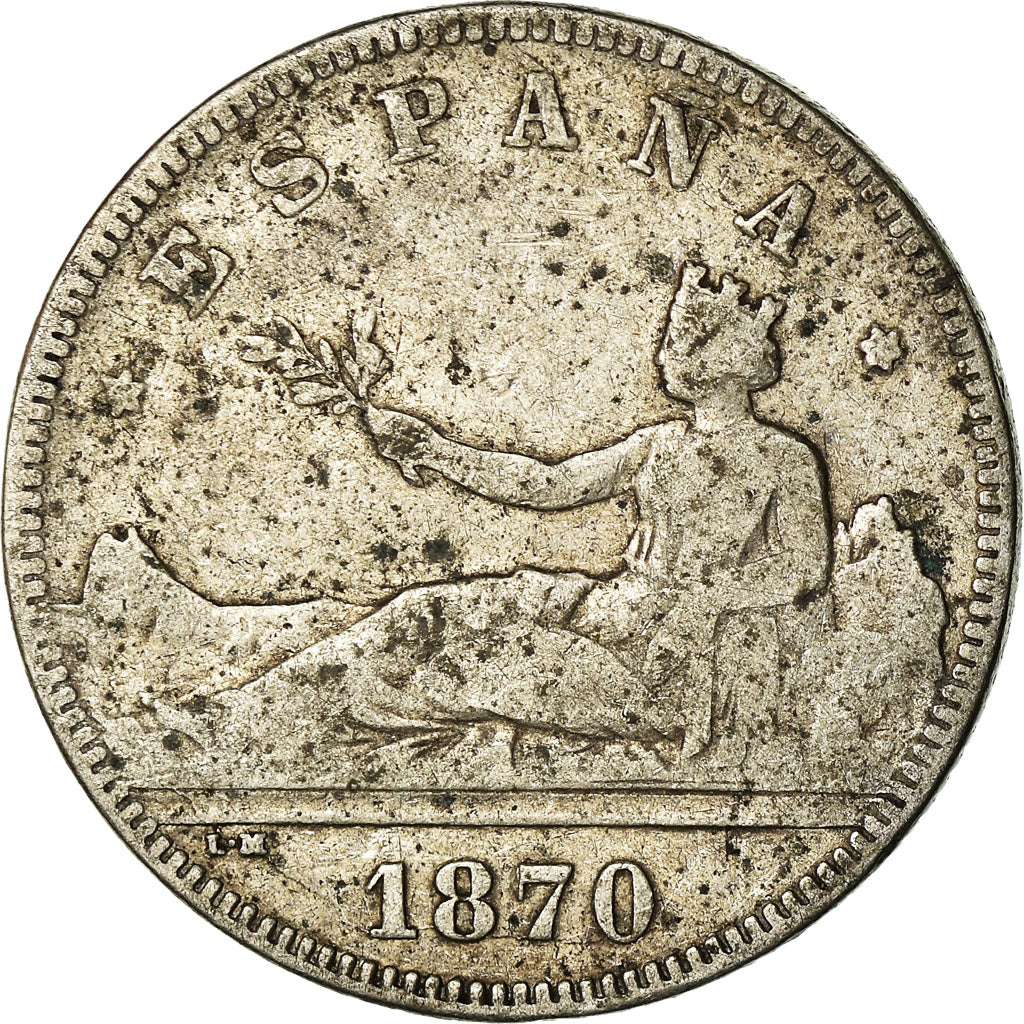 Coin, Spain, Provisional Government, 2 Pesetas, 1870 (73), Madrid, VF(20-25)