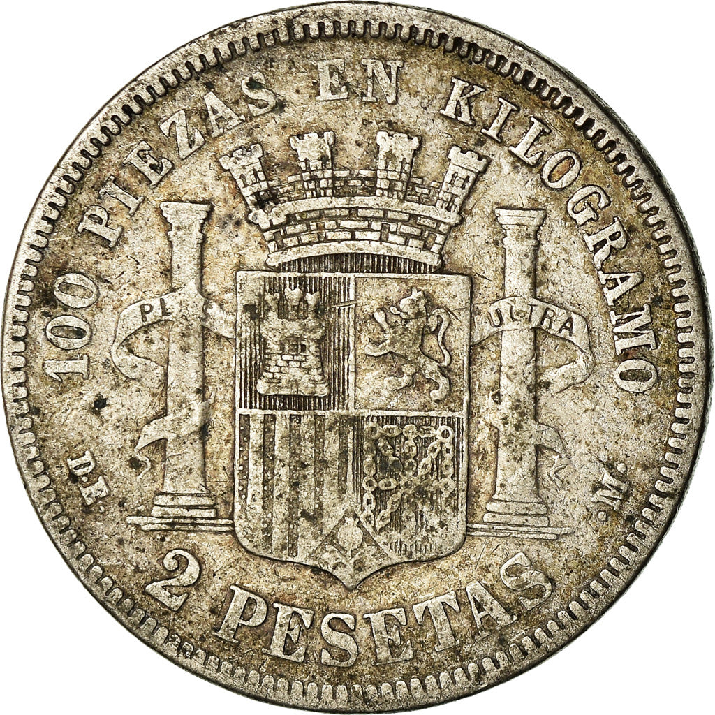 Coin, Spain, Provisional Government, 2 Pesetas, 1870 (73), Madrid, VF(20-25)