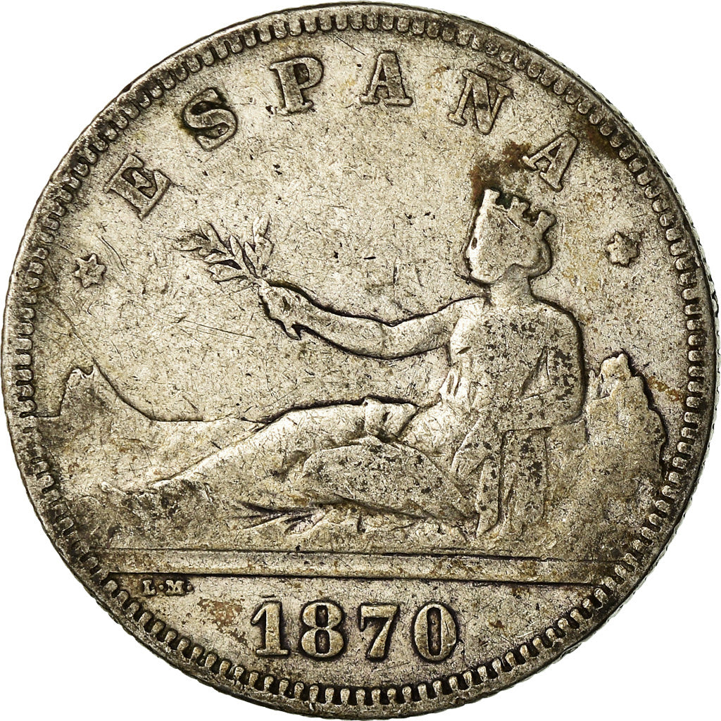 Monnaie, Espagne, Provisional Government, 2 Pesetas, 1870 (73), Madrid, TB