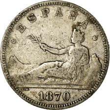 Monnaie, Espagne, Provisional Government, 2 Pesetas, 1870 (73), Madrid, TB