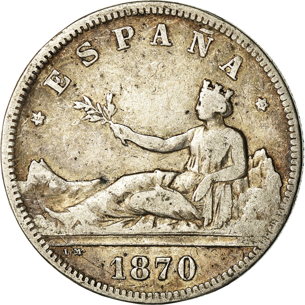 Coin, Spain, Provisional Government, 2 Pesetas, 1870 (73), Madrid, VF(30-35)
