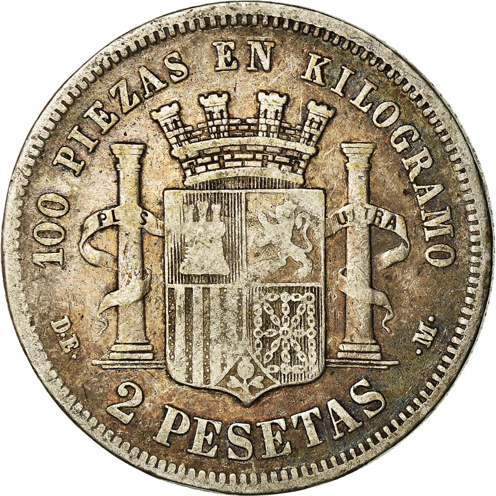 Coin, Spain, Provisional Government, 2 Pesetas, 1870 (73), Madrid, VF(30-35)