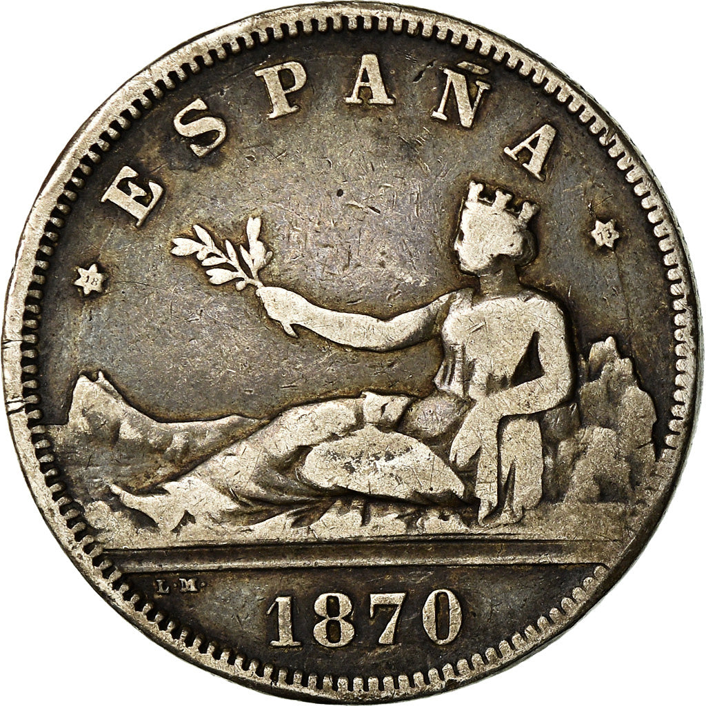 Coin, Spain, Provisional Government, 2 Pesetas, 1870 (73), Madrid, VF(30-35)