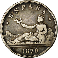 Coin, Spain, Provisional Government, 2 Pesetas, 1870 (73), Madrid, VF(30-35)