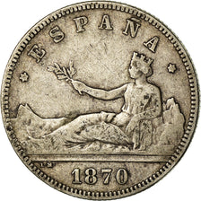 Coin, Spain, Provisional Government, 2 Pesetas, 1870 (74), Madrid, VF(20-25)