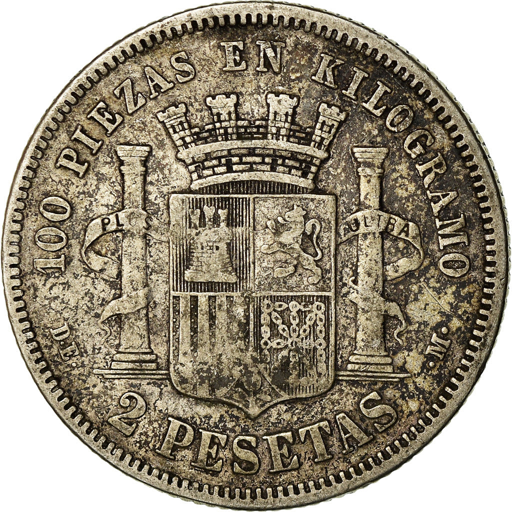 Coin, Spain, Provisional Government, 2 Pesetas, 1870 (74), Madrid, VF(20-25)