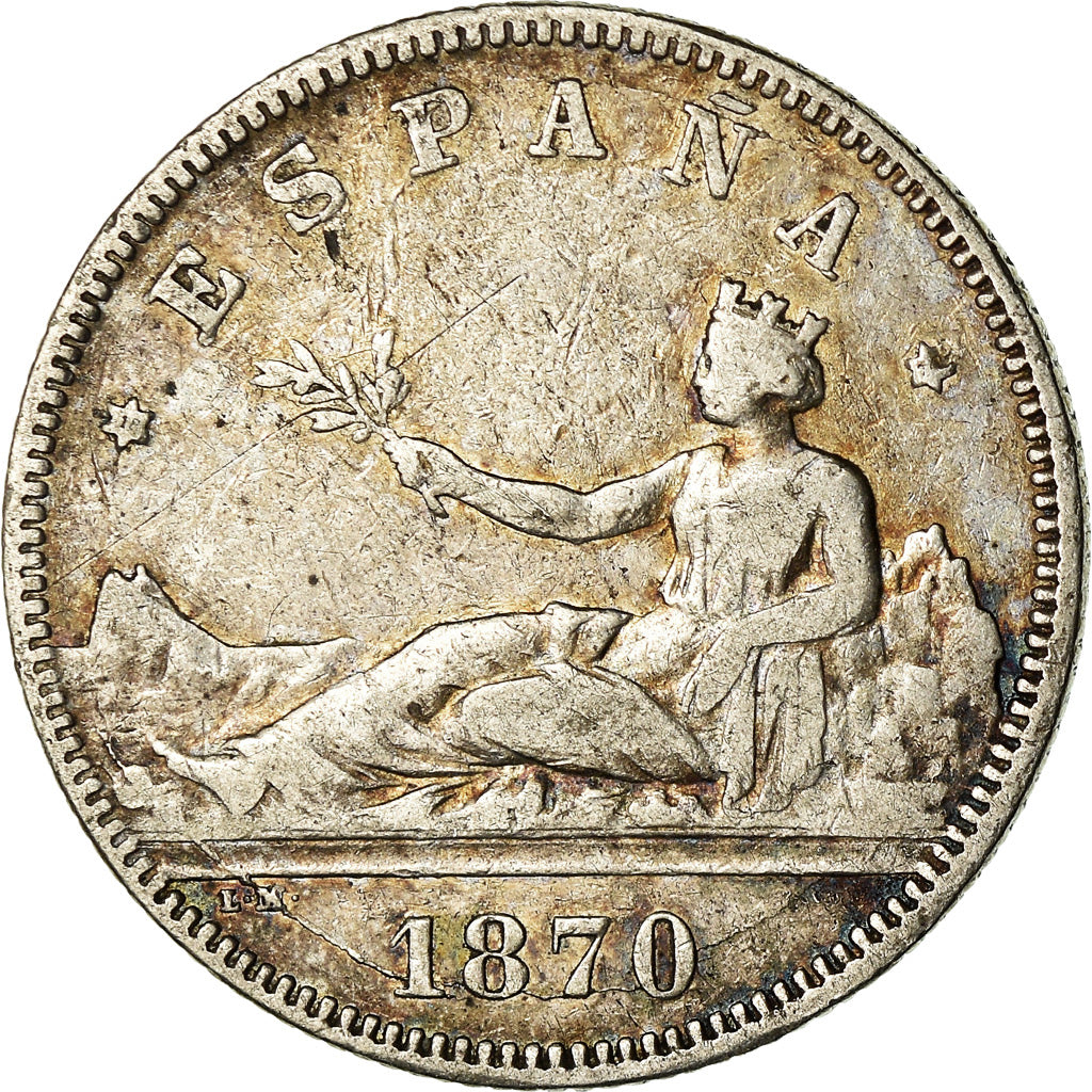 Coin, Spain, Provisional Government, 2 Pesetas, 1870 (74), Madrid, VF(30-35)