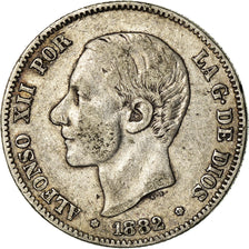 Coin, Spain, Alfonso XII, 2 Pesetas, 1882, Madrid, EF(40-45), Silver, KM:678.2