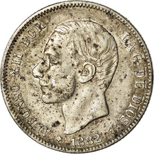 Moneta, Spagna, Alfonso XII, 2 Pesetas, 1882, Madrid, BB, Argento, KM:678.2