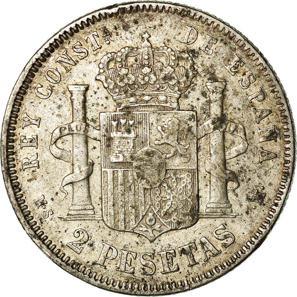 Moneta, Spagna, Alfonso XII, 2 Pesetas, 1882, Madrid, BB, Argento, KM:678.2