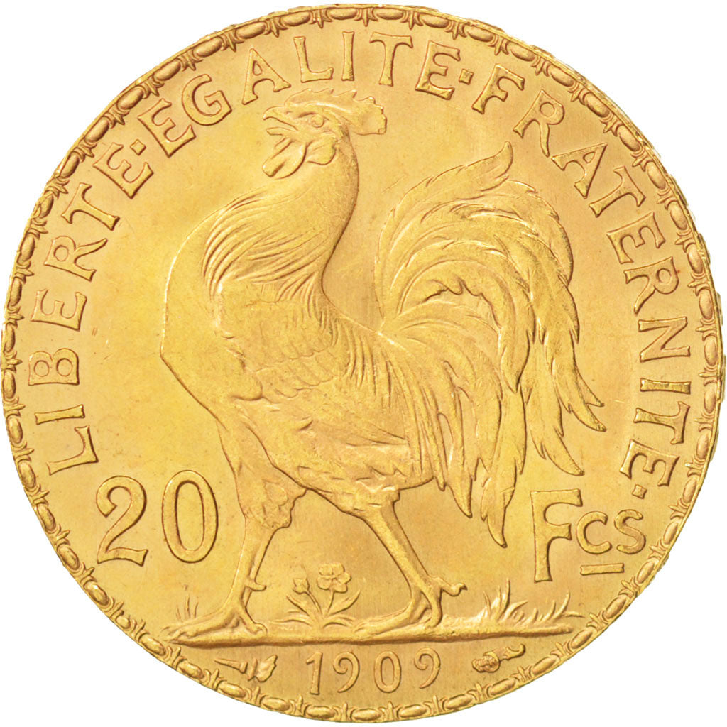 France, Marianne, 20 Francs, 1909, Gold, KM:857, Gadoury:1064a