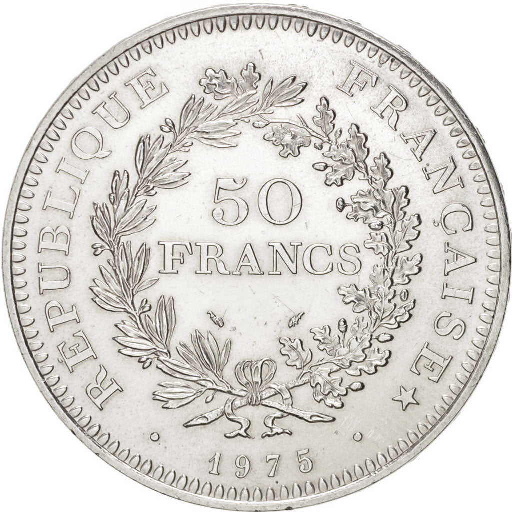 Coin, France, Hercule, 50 Francs, 1975, Paris, MS(63), Silver, KM:941.1