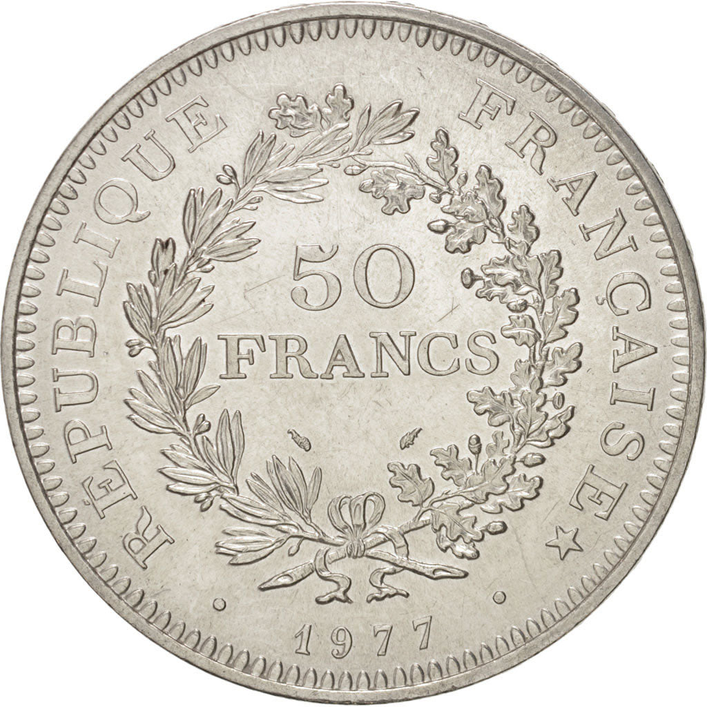 Coin, France, Hercule, 50 Francs, 1977, Paris, MS(63), Silver, KM:941.1