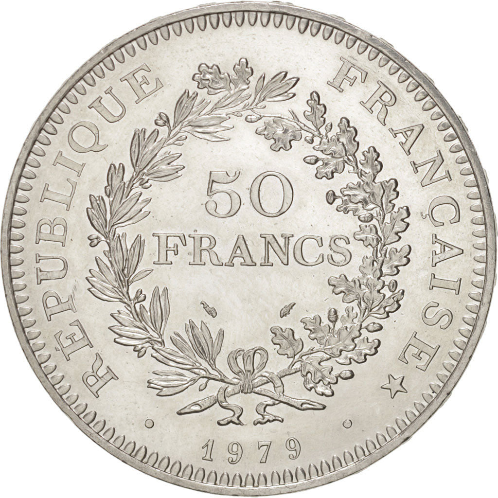 Coin, France, Hercule, 50 Francs, 1979, Paris, MS(63), Silver, KM:941.1
