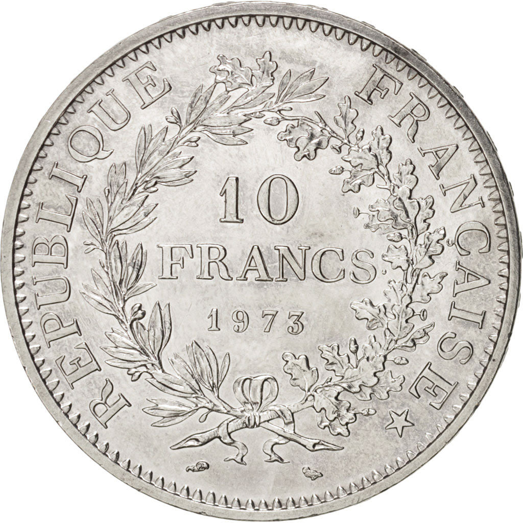 France, Hercule, 10 Francs, 1973, Paris, MS(63), Silver, KM:932, Gadoury:813
