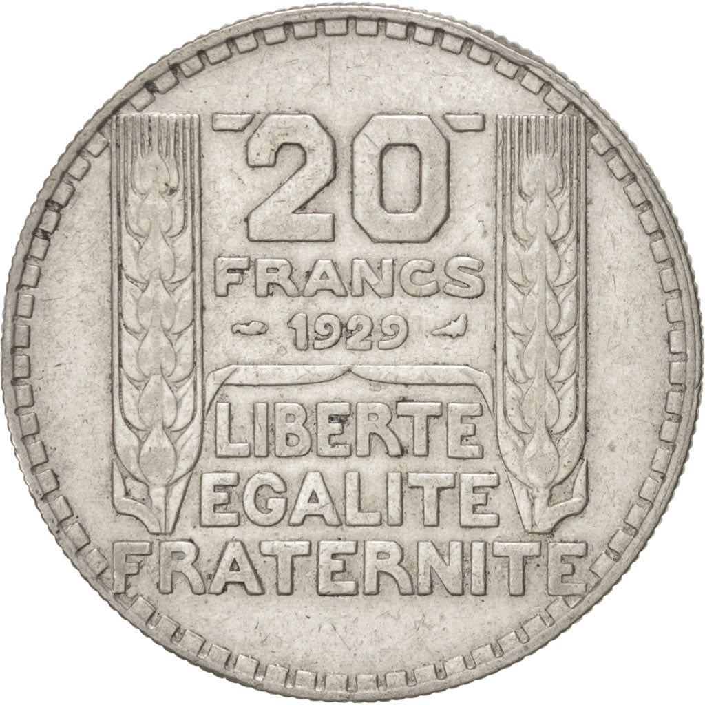 France, Turin, 20 Francs, 1929, Paris, VF(30-35), Silver, KM:879, Gadoury:852