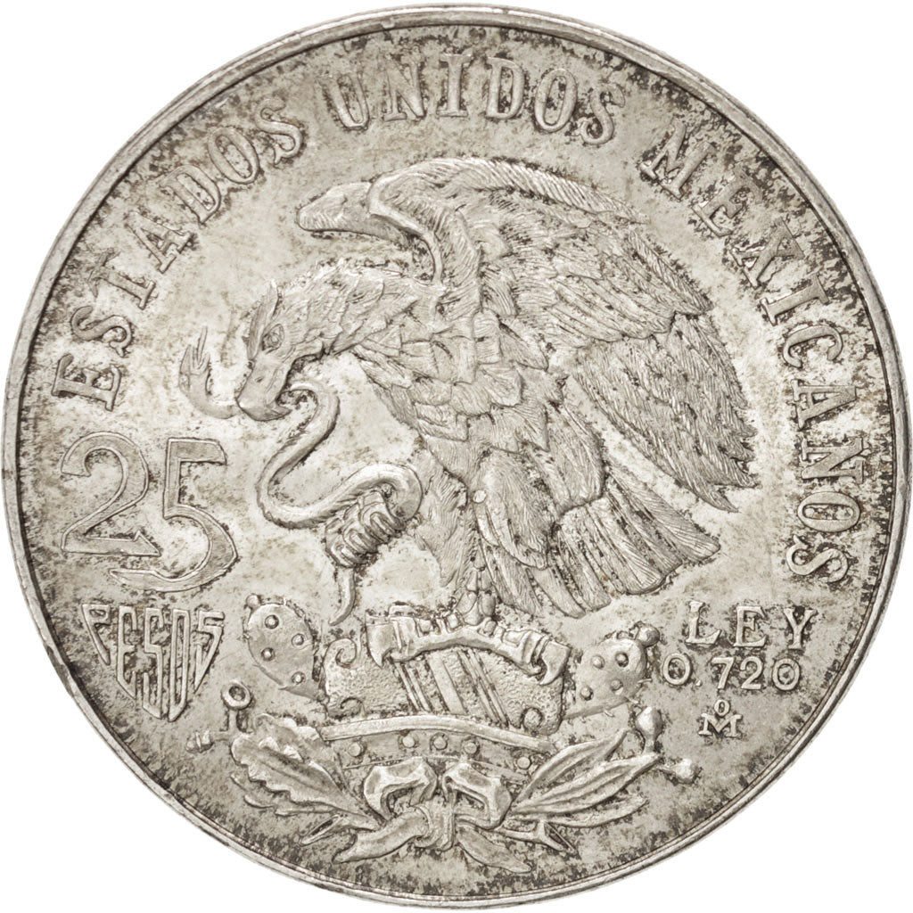 Mexico, 25 Pesos, 1968, Mexico City, AU(50-53), Silver, KM:479.1