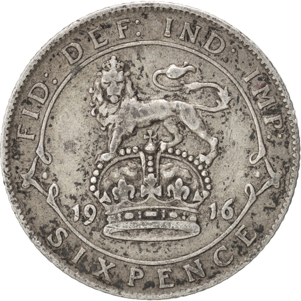 Gran Bretagna, George V, 6 Pence, 1916, MB+, Argento, KM:815
