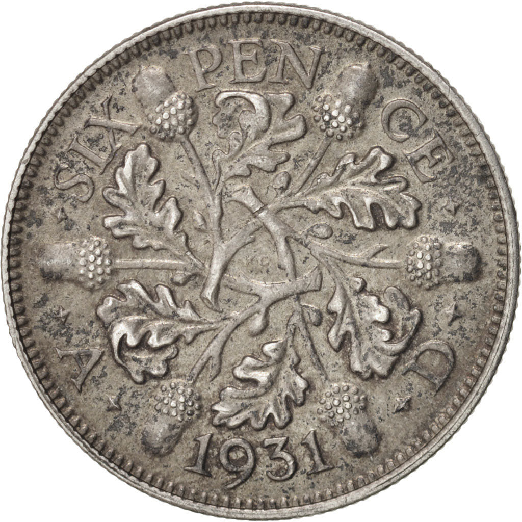 Great Britain, George V, 6 Pence, 1931, AU(50-53), Silver, KM:832