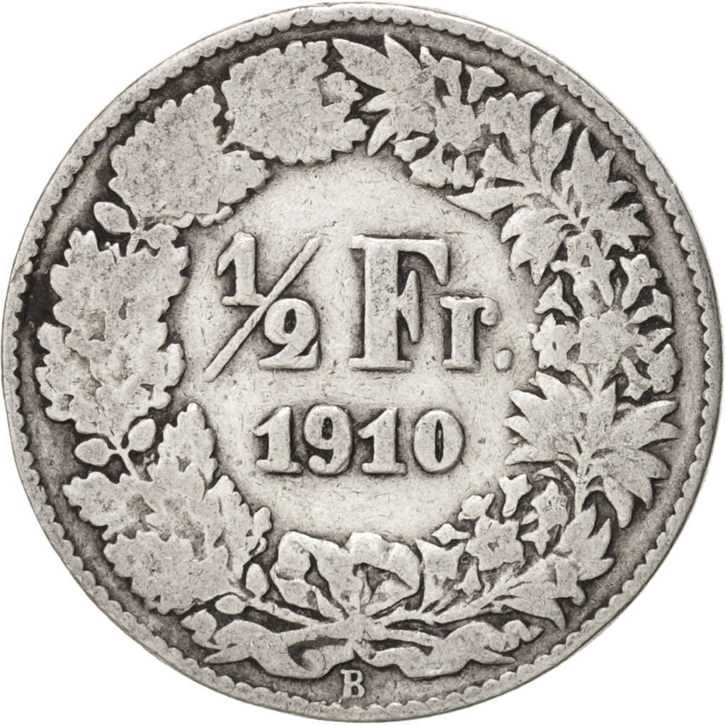 Switzerland, 1/2 Franc, 1910, Bern, F(12-15), Silver, KM:23