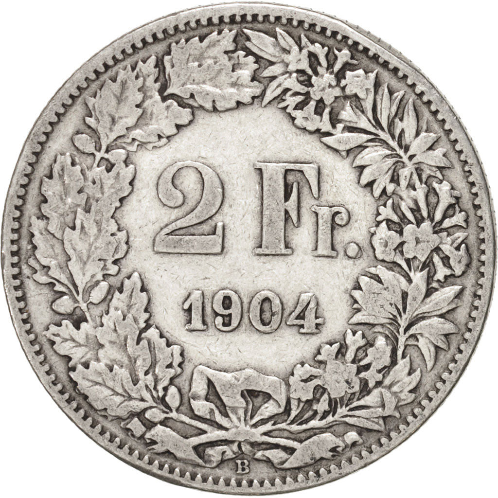 Switzerland, 2 Francs, 1904, Bern, VF(20-25), Silver, KM:21