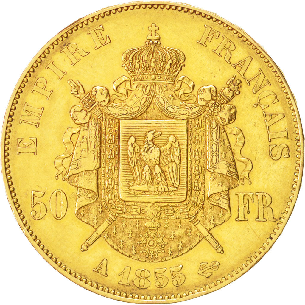 France, Napoleon III, 50 Francs, 1855, Paris, EF(40-45), Gold, KM:785.1