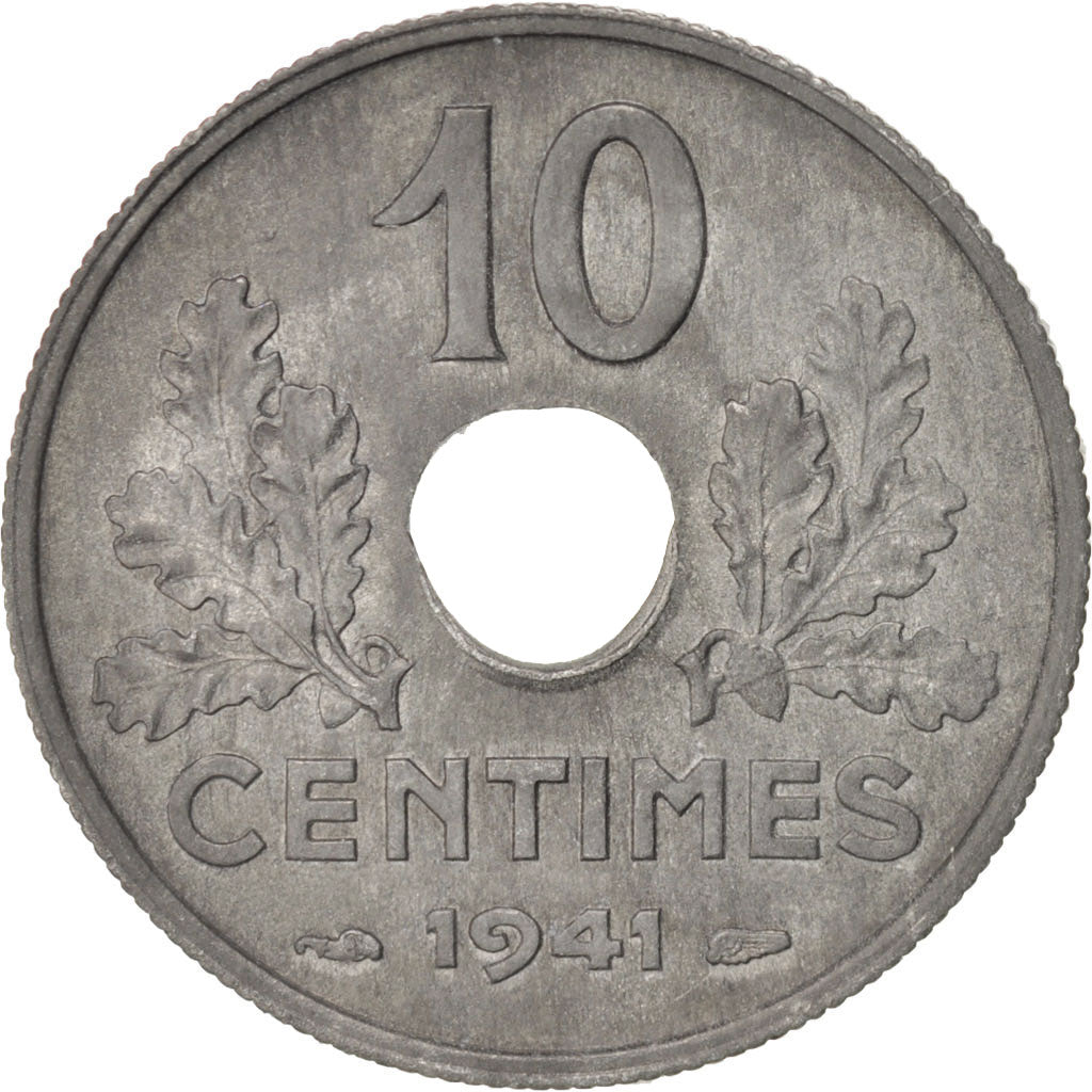 France, État français, 10 Centimes, 1941, AU(55-58), Zinc, KM:898.2, Gadoury:290