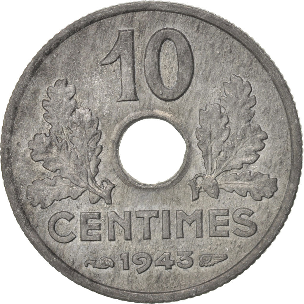 Coin, France, État français, 10 Centimes, 1943, AU(55-58), Zinc, KM:903