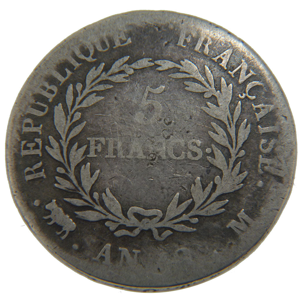 FRANCE, 5 Francs, Toulouse, VG(8-10), Silver, Gadoury #577, 24.10
