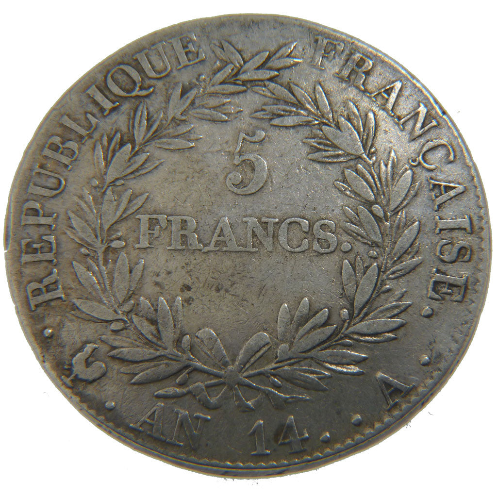 FRANCE, Napoléon I, 5 Francs, 1806, Paris, KM #662.1, EF(40-45), Silver, Gadoury