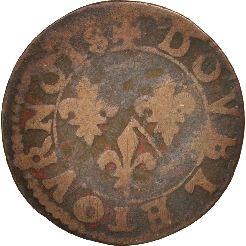 France, Château-Regnault, Double Tournois, Undated, F(12-15), Copper, CGKL:674