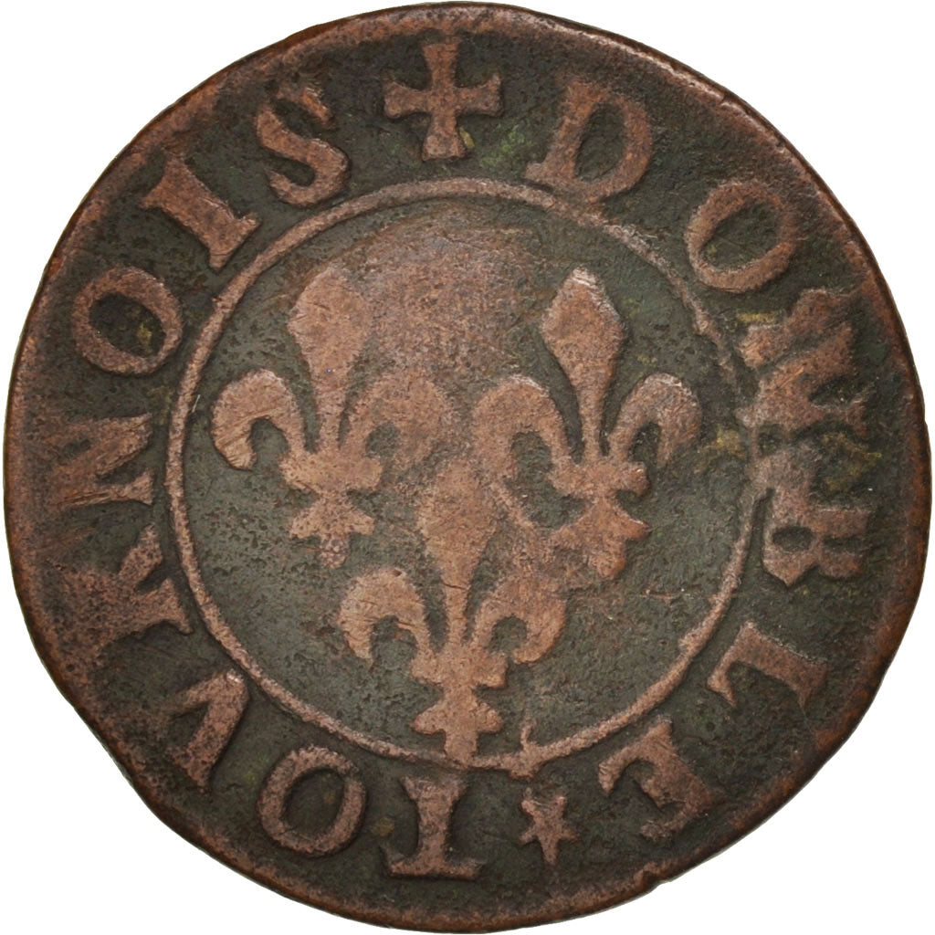 Munten, Frankrijk, Double Tournois, Undated, FR+, Koper, CGKL:666
